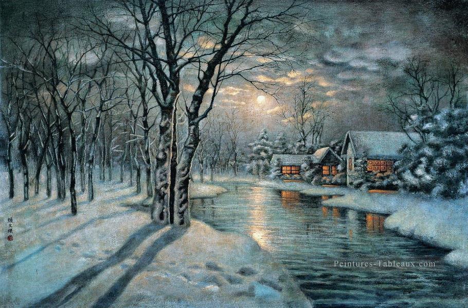 Nuit de neige Yan Wenliang Paysages de Chine Peintures à l'huile